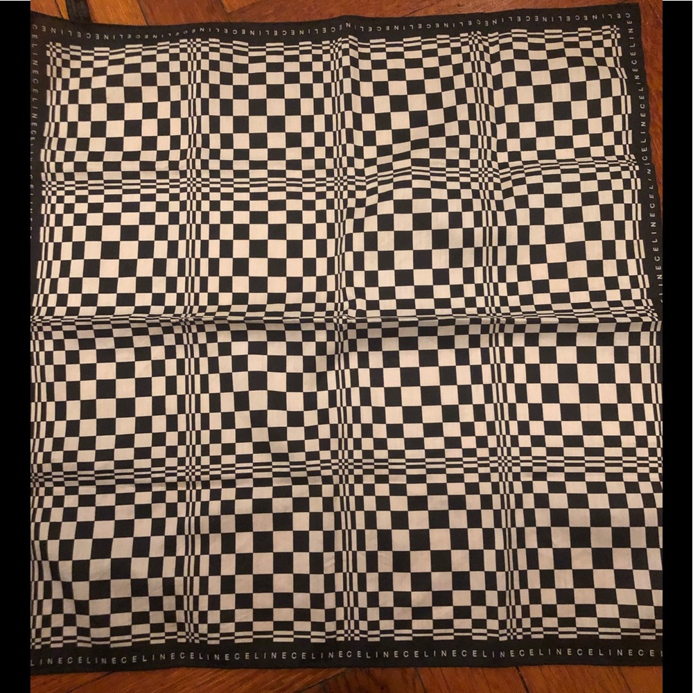 Fabulous geometric Vintage Celine Paris black and white scarf. Made in Italy.
